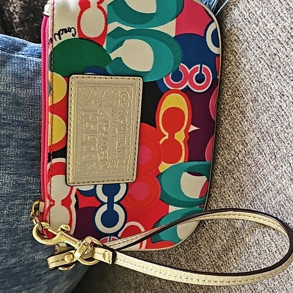 Coach!! Like New Multicolored Poppy Wristlet - Picture 2 of 4